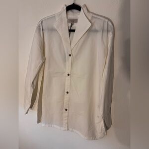 Martha Stewart White Button-Front Long Sleeve Shirt